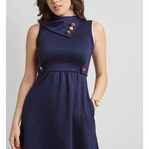 Modcloth Coach Tour Navy Blue Dress M